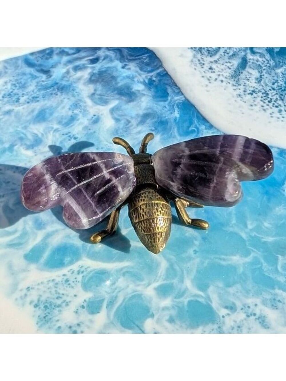 Amethyst Bee with Brass Body, 2.25" Crystal Wings, Intuition